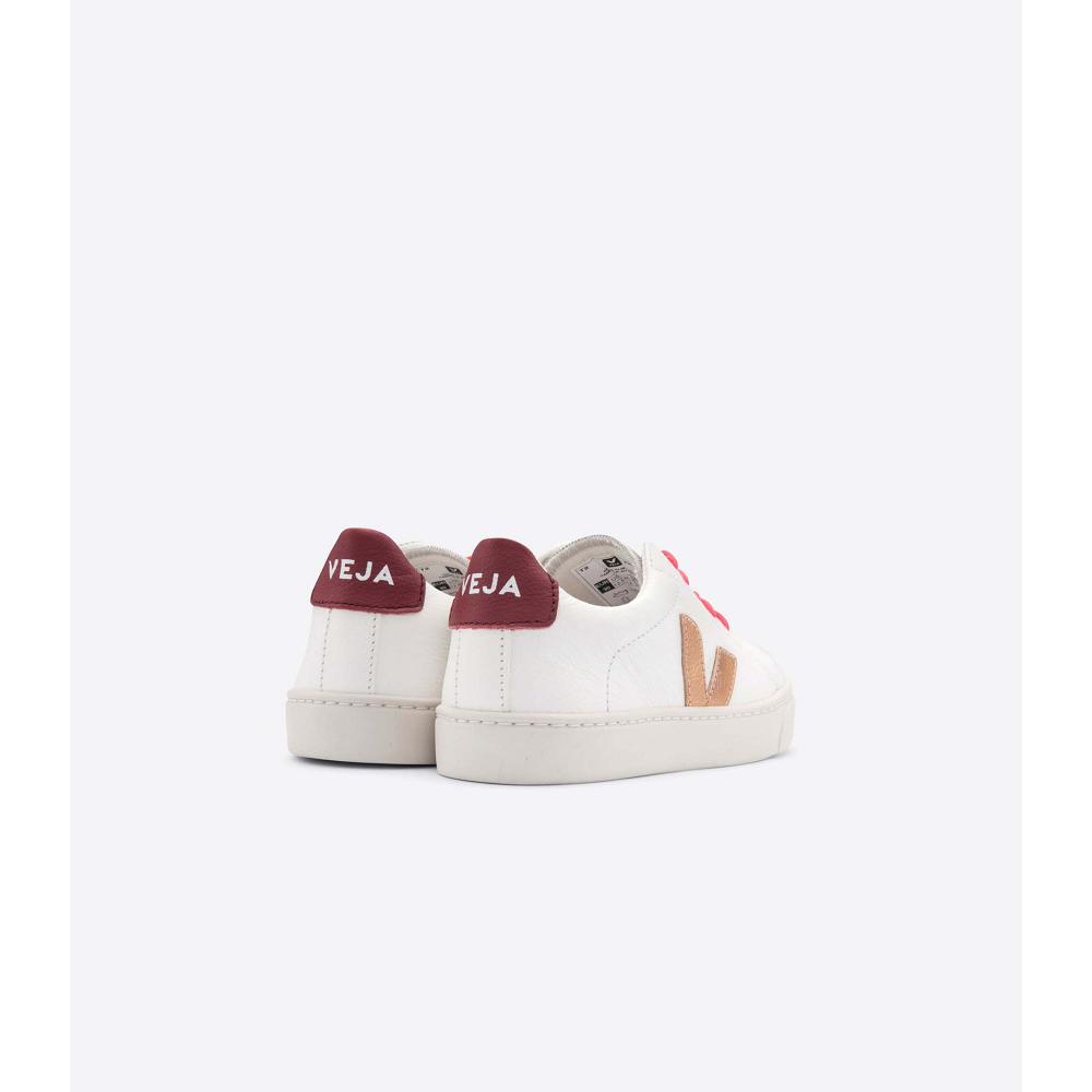 Gold/Red/White Kids' Veja ESPLAR LEATHER Sneakers | AU 810OKI